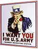 Табличка металлическая 30x40см "I Want You for US Army" (арт.134)